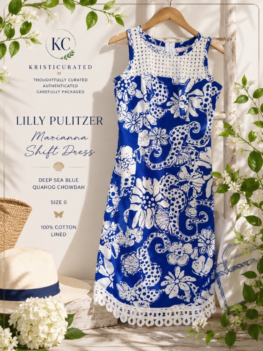 Lilly Pulitzer Marianna Shift Dress Quahog Chowdah Blue White Size 0